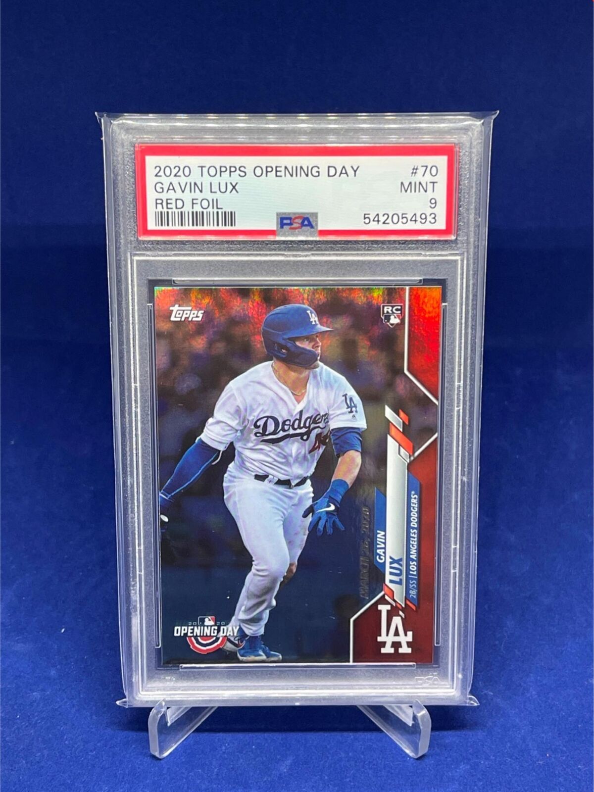 GAVIN LUX 2020 TOPPS OPENING DAY RED FOIL # 70 RC ROOKIE PSA 9 MINT