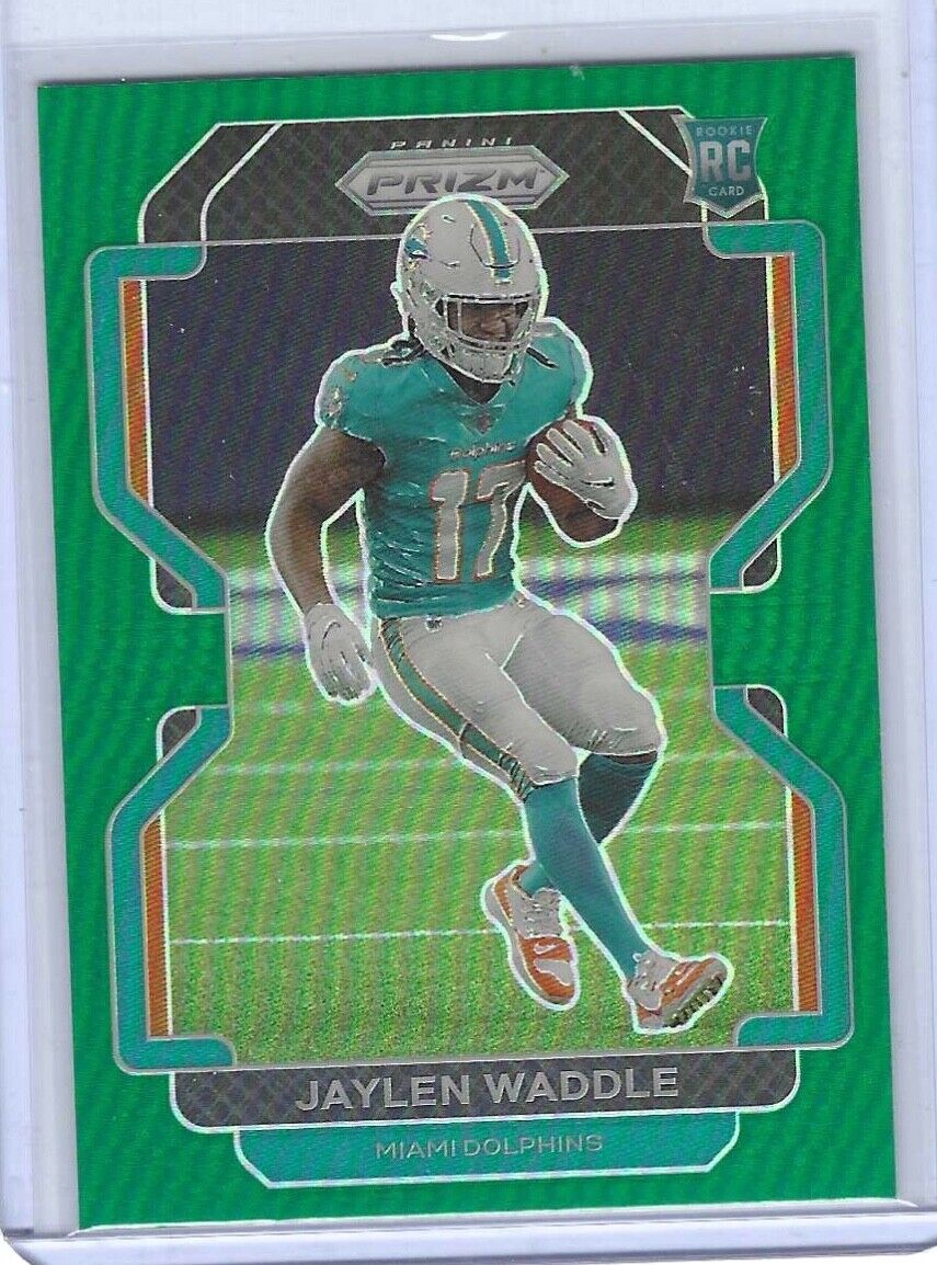 JAYLEN WADDLE 2021 PANINI PRIZM GREEN PRIZM ROOKIE RC #338