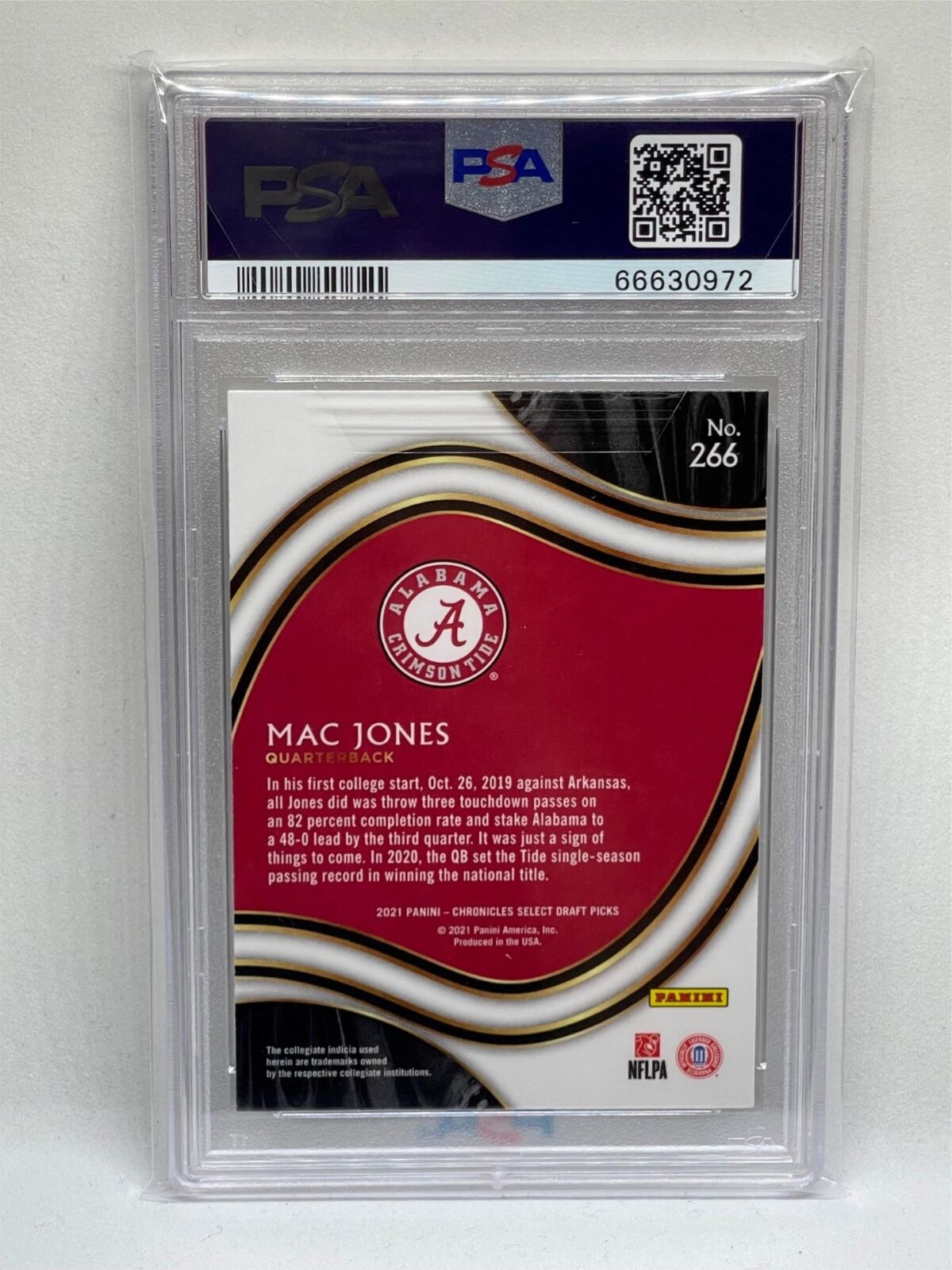MAC JONES 2021 PANINI CHRONICLES DRAFT PICKS ROOKIE RC #266 PSA 10 GEM MINT