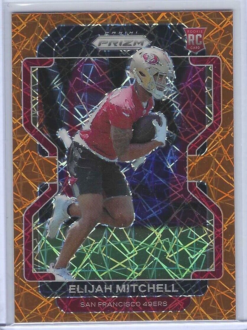 ELIJAH MITCHELL 2021 PANINI PRIZM ORANGE LAZER PRIZM ROOKIE RC #399