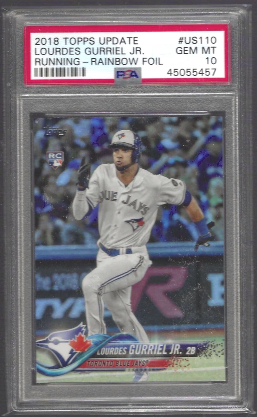 LOURDES GURRIEL JR 2018 TOPPS UPDATE RUNNING RAINBOW FOIL RC PSA 10 GEM MINT
