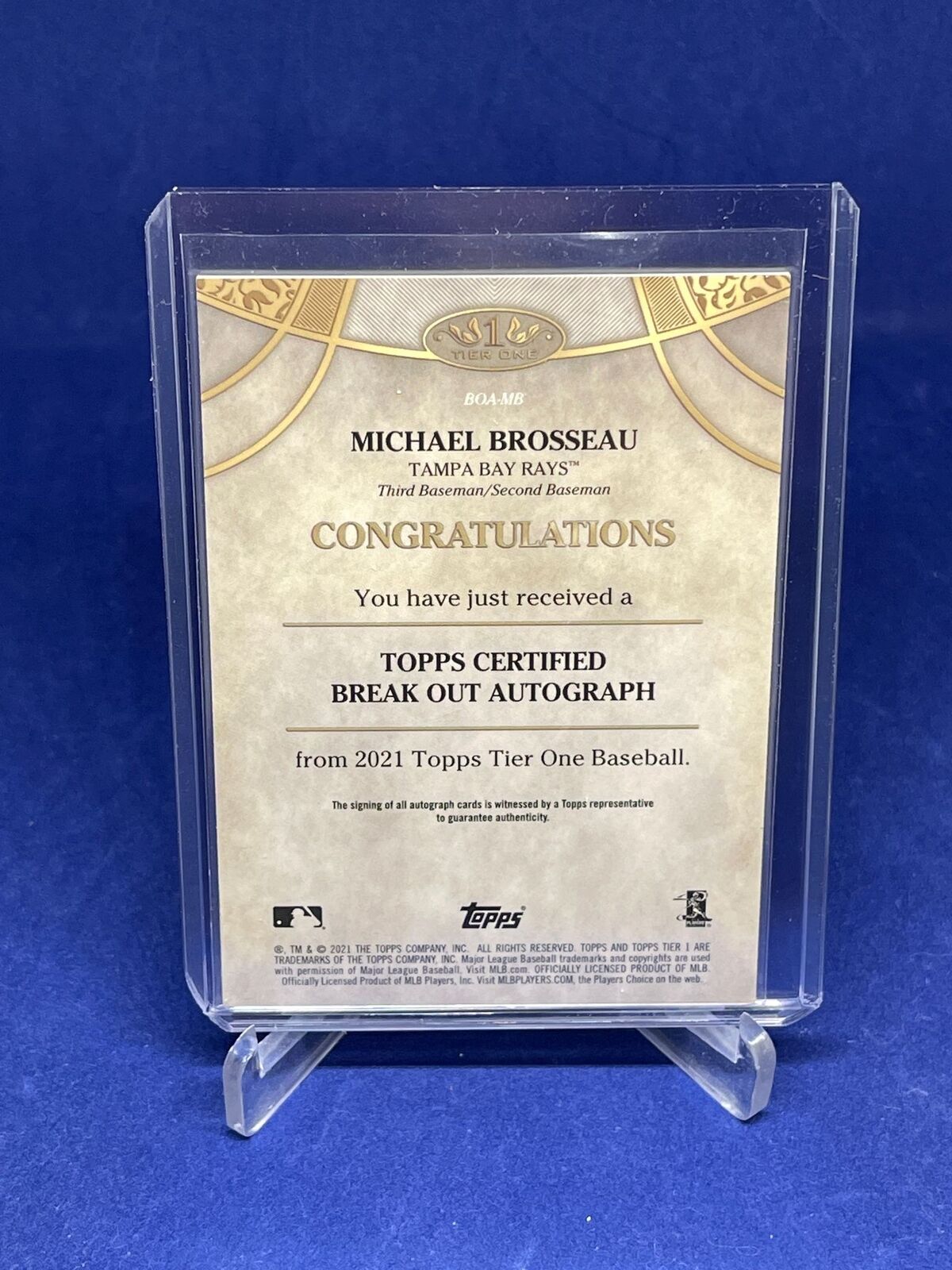 MICHAEL BROSSEAU 2021 TOPPS TIER ONE ON CARD AUTO #D /300