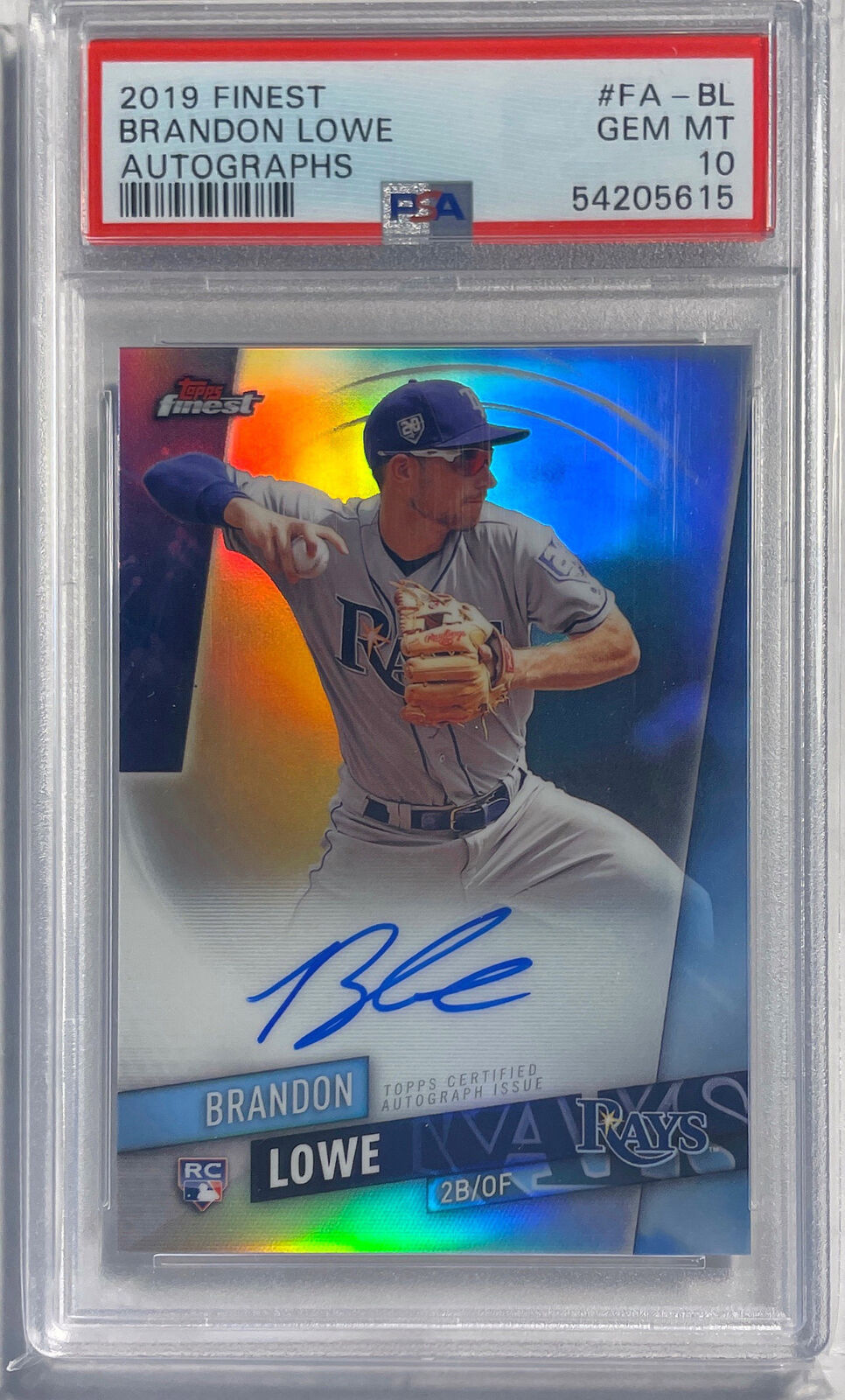 BRANDON LOWE 2019 FINEST ON CARD AUTO ROOKIE RC #FA-BL PSA 10 GEM MINT POP 13