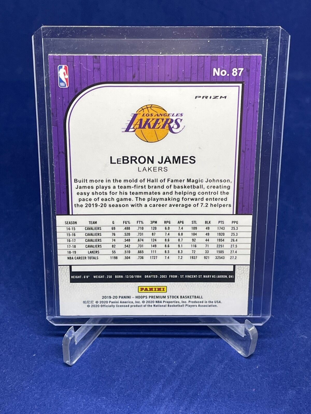 LEBRON JAMES 2019-20 PANINI NBA HOOPS PREMIUM STOCK GREEN PRIZM #87