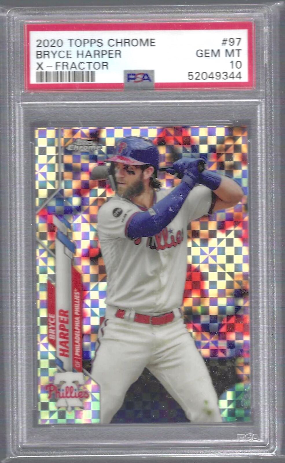 BRYCE HARPER 2020 TOPPS CHROME X-FRACTOR PRISM PSA 10 GEM MINT POP 8