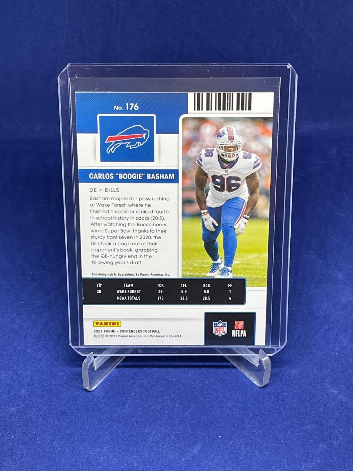 CARLOS "BOOGIE" BASHAM 2021 PANINI CONTENDERS ROOKIE TICKET AUTO RC #176