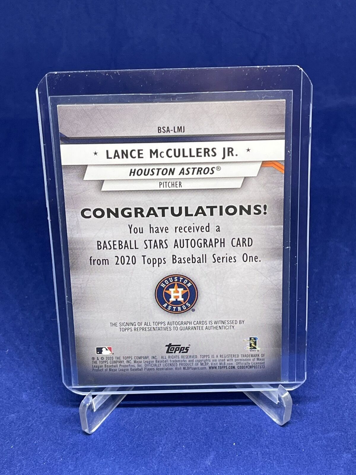 LANCE MCCULLERS JR 2020 TOPPS SERIES ONE BASEBALL STARS AUTO #D 74/199