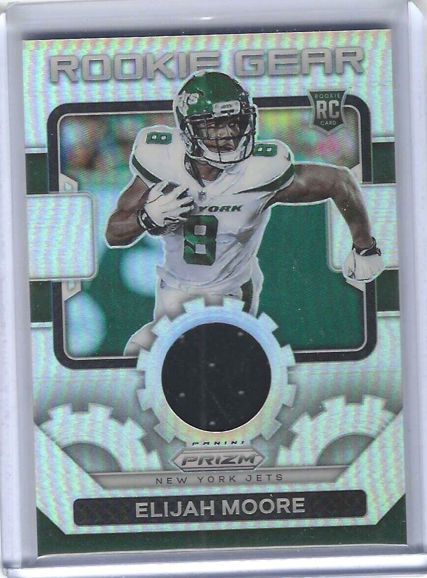 ELIJAH MOORE 2021 PANINI PRIZM SILVER PRIZM ROOKIE GEAR JERSEY PATCH RC #RG-16
