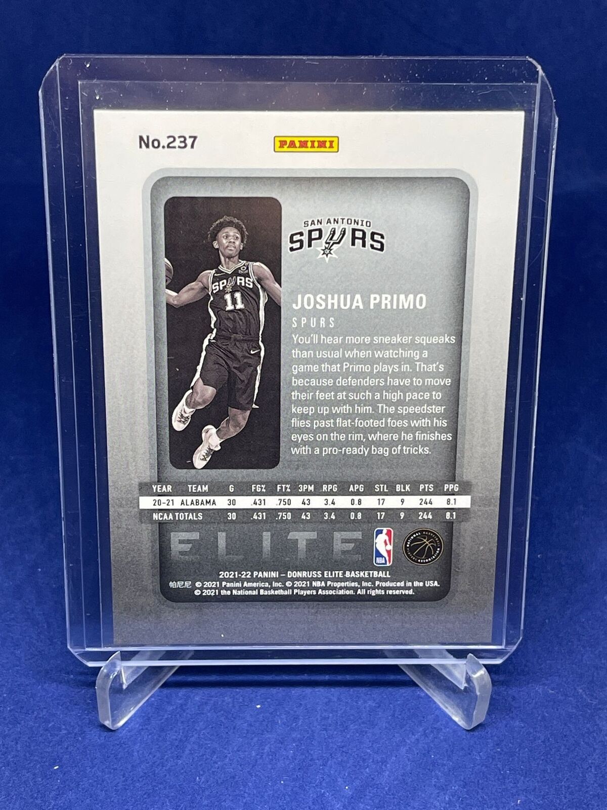 JOSHUA PRIMO 2021-22 PANINI DONRUSS ELITE ROOKIE RC #D 651/999