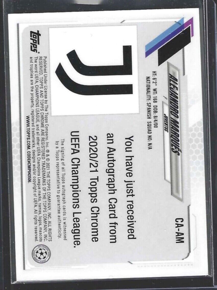 ALEJANDRO MARQUES 2020-21 TOPPS CHROME UEFA SILVER REFRACTOR AUTO RC #CA-AM