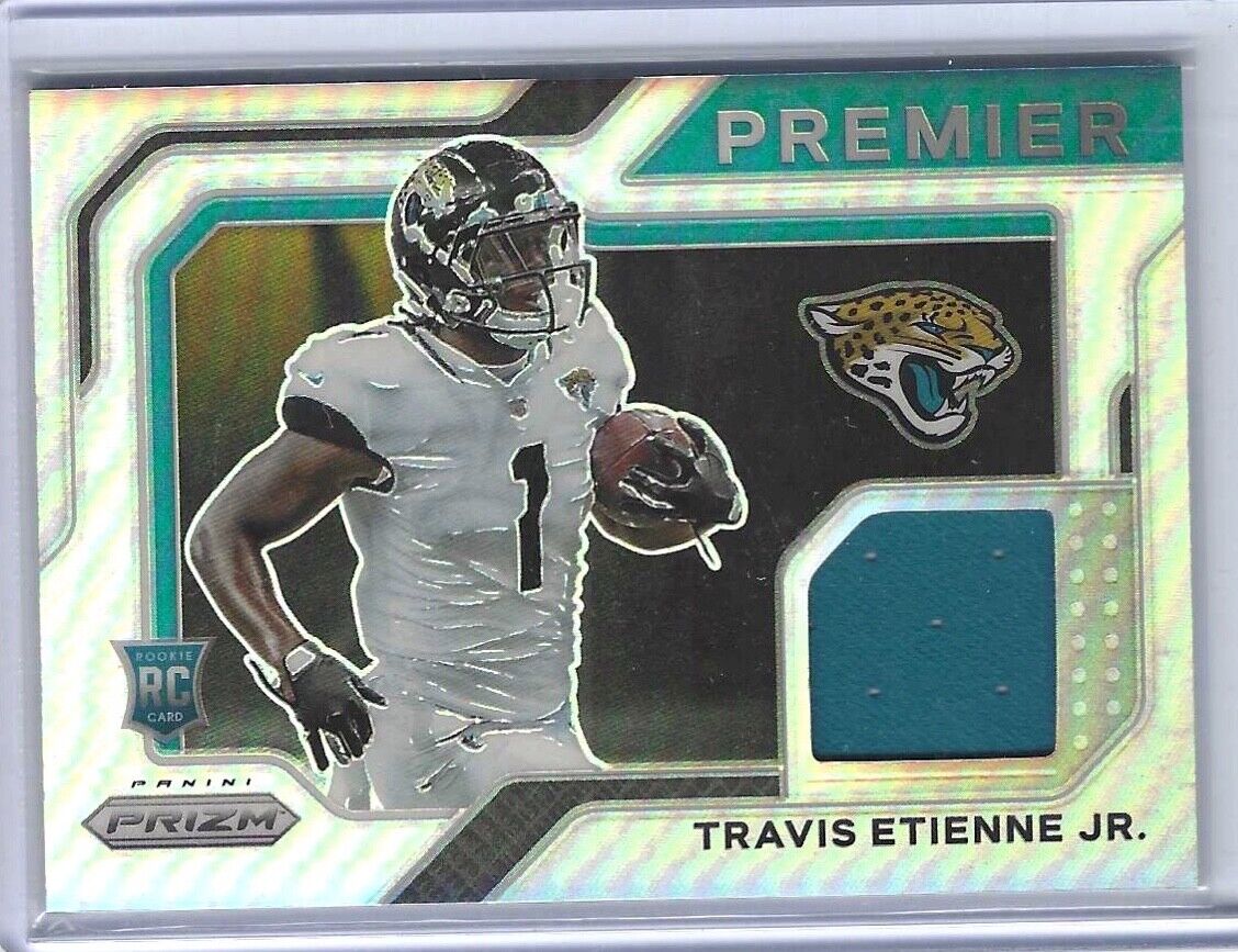 TRAVIS ETIENNE JR 2021 PANINI PRIZM SILVER PRIZM PREMIER ROOKIE JERSEY RC #PJ-14
