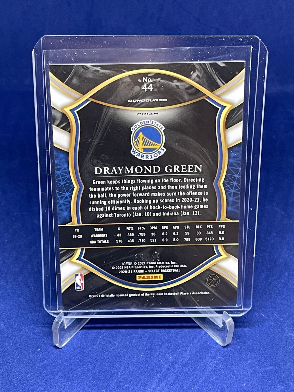 DRAYMOND GREEN 2020-21 PANINI SELECT CONCOURSE GREEN BLUE FLASH PRIZM #D 35/49