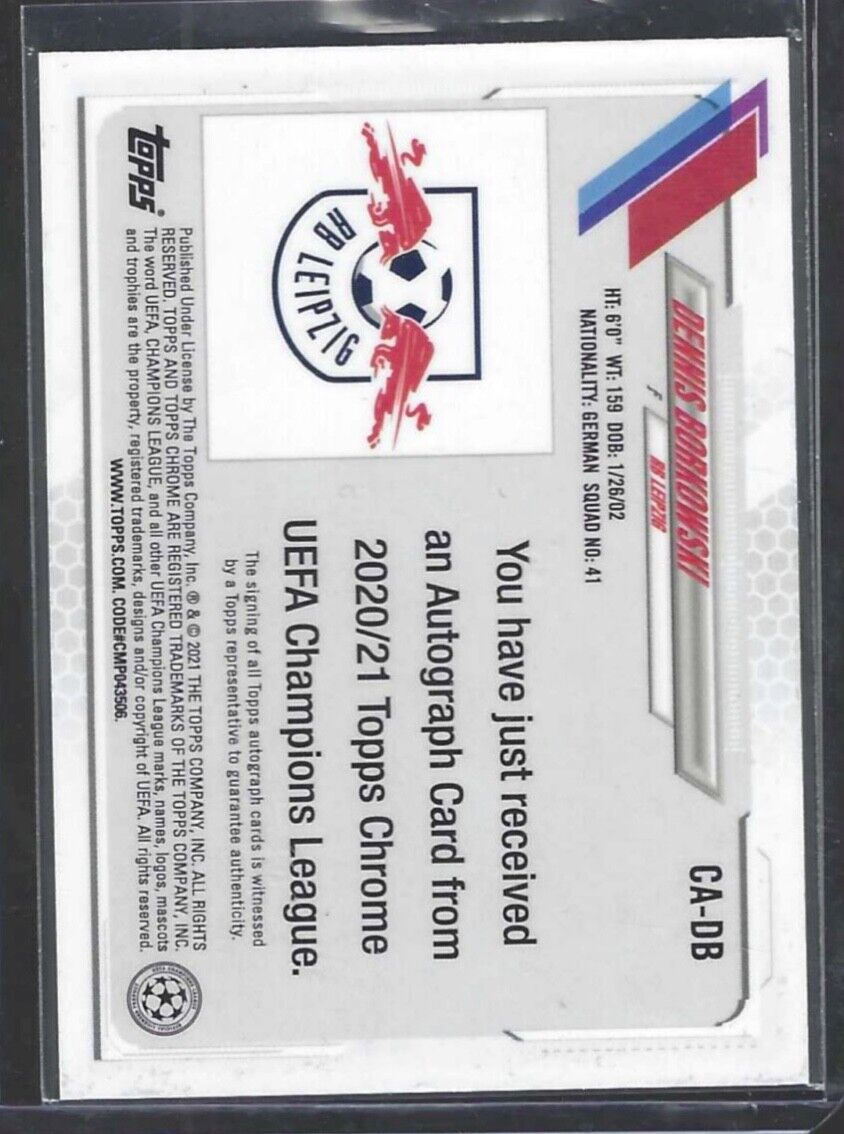 DENNIS BORKOWSKI 2020-21 TOPPS CHROME GOLD BUBBLES REFRACTOR AUTO RC #CA-DB