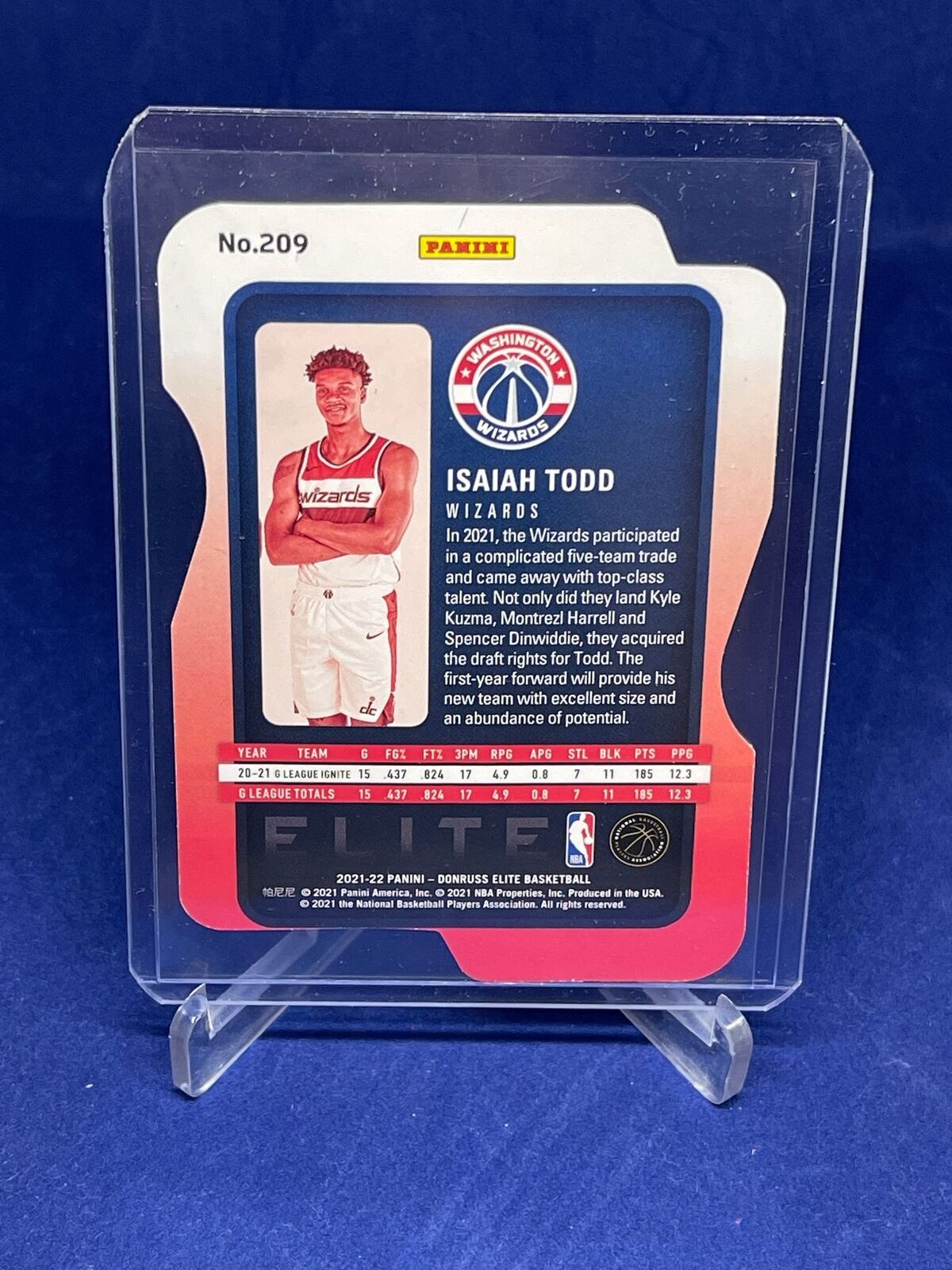 ISAIAH TODD 2021-22 PANINI DONRUSS ELITE RED DIE CUT ROOKIE RC #D 11/86