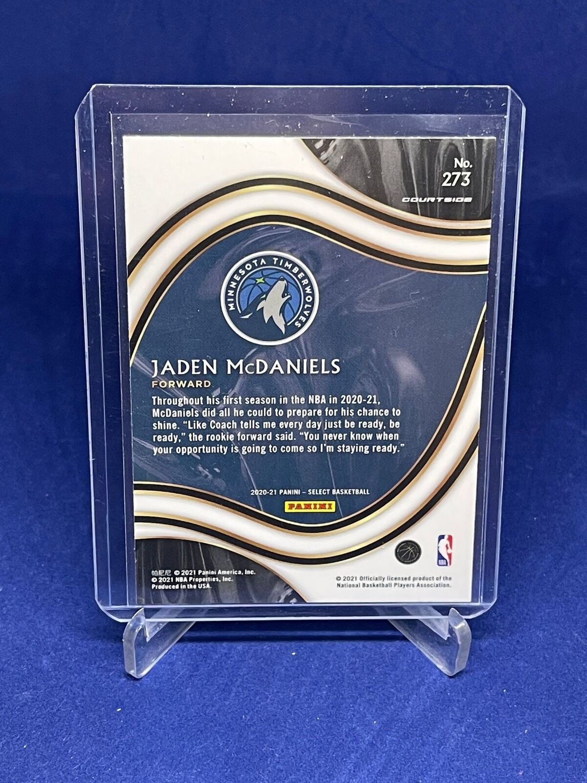 JADEN MCDANIELS 2020-21 PANINI SELECT COURTSIDE ROOKIE RC #273