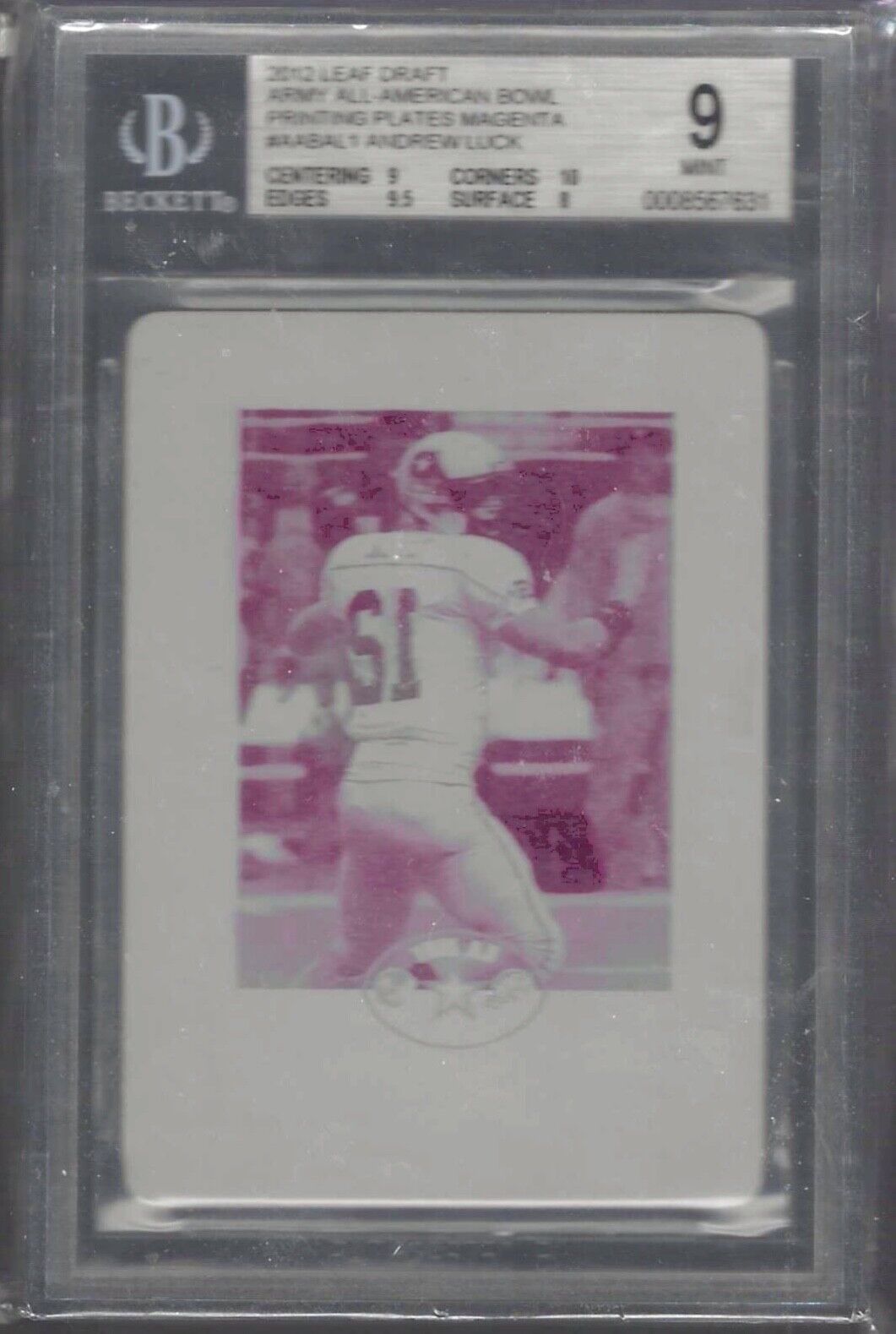 ANDREW LUCK 2012 LEAF DRAFT PRINTING PLATE MAGENTA RC BGS 9 MINT POP 2