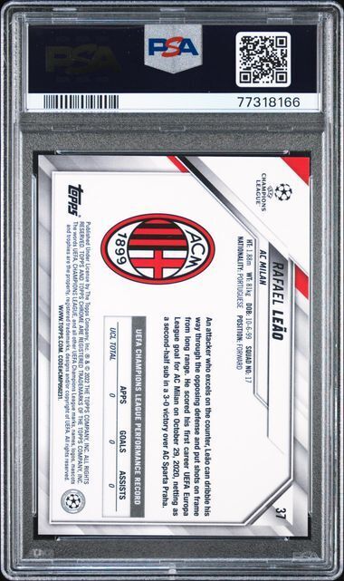 RAFAEL LEAO 2021 TOPPS CHROME UCL ORANGE GOLD STARBALL REFRACTOR PSA 10 POP 1/1