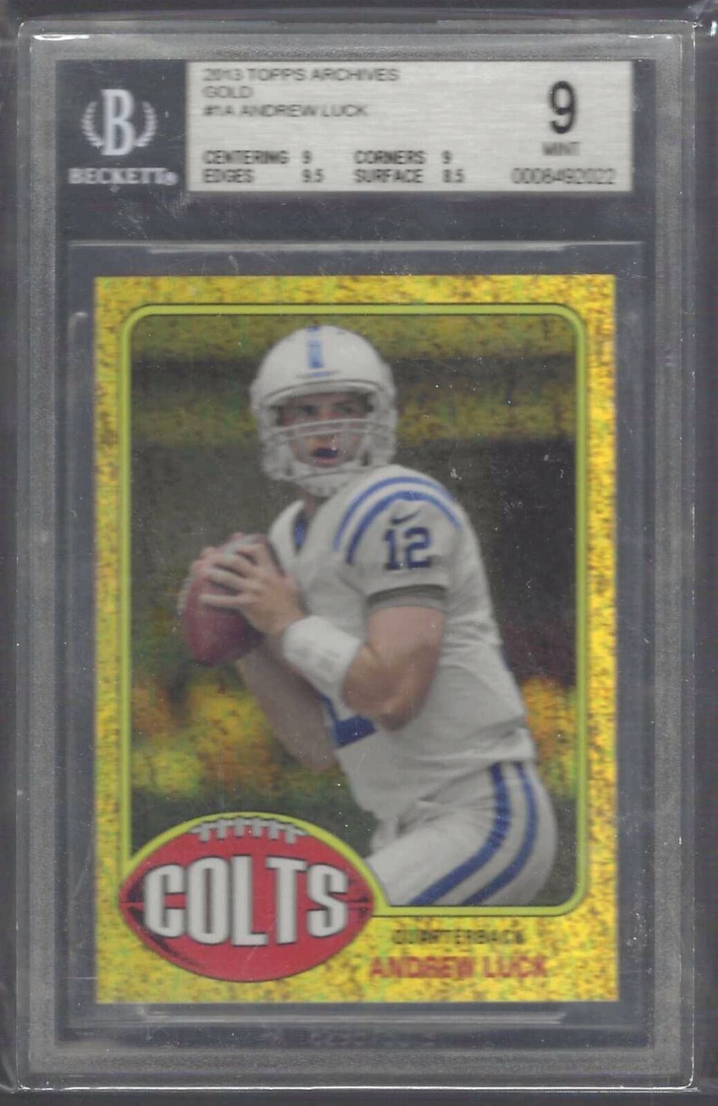 ANDREW LUCK 2013 TOPPS ARCHIVES GOLD SPECKLE REFRACTOR RC BGS 9 MINT POP 4