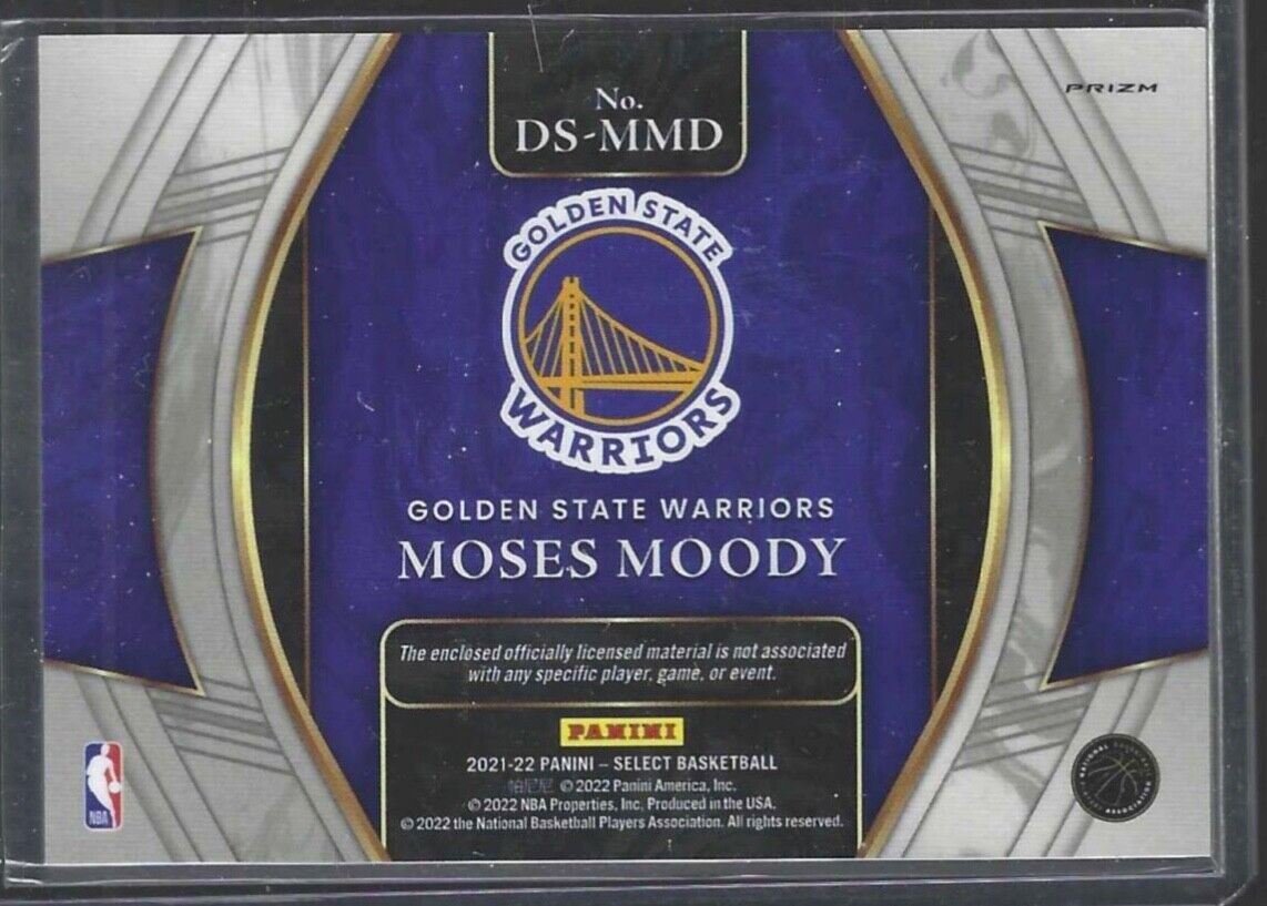 MOSES MOODY 2021-22 PANINI SELECT SILVER PRIZM ROOKIE PATCH JERSEY RC #DS-MMD