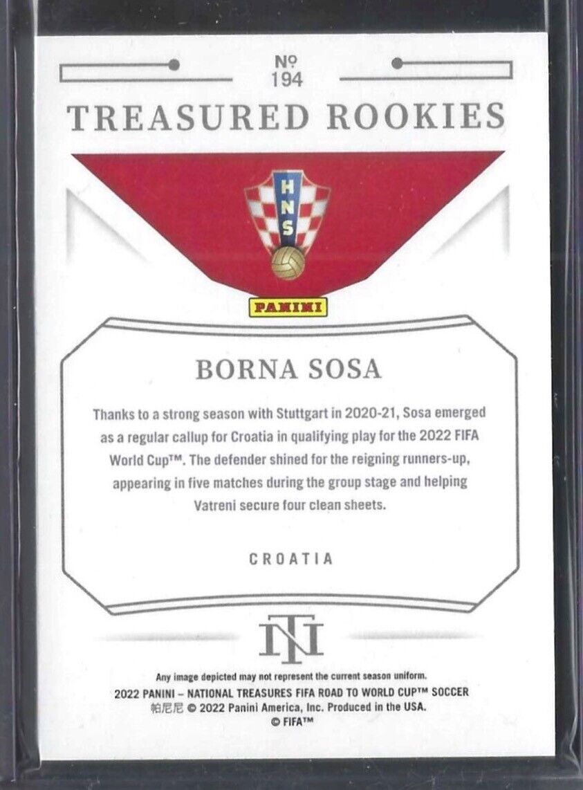 BORNA SOSA 2021-22 NATIONAL TREASURES WORLD CUP TREASURED ROOKIE RC #D 42/99