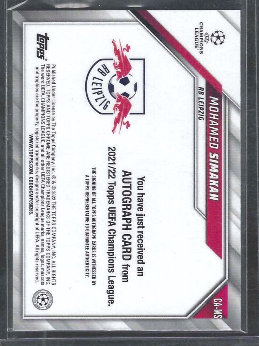 MOHAMED SIMAKAN 2021-22 TOPPS CHROME UEFA SILVER REFRACTOR AUTO #CA-MS