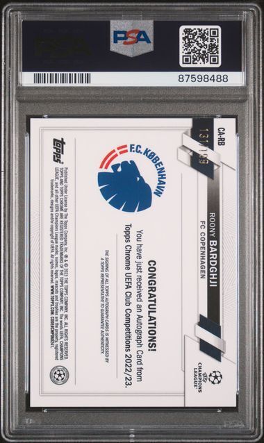 ROONY BARDGHJI 2022-23 TOPPS CHROME UCC AQUA REFRACTOR AUTO RC /199 PSA 10 GEM