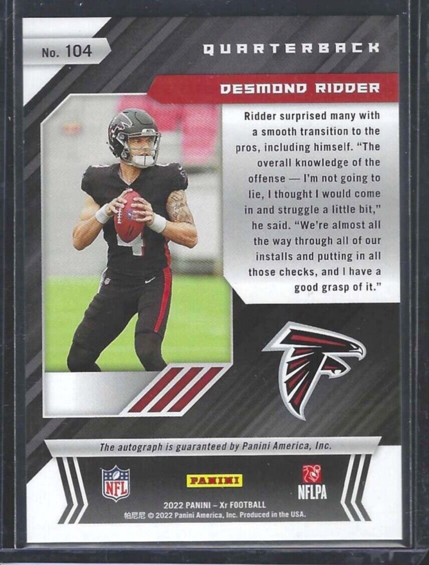 DESMOND RIDDER 2022 PANINI XR SILVER FOIL ROOKIE AUTO RC #D 25/99