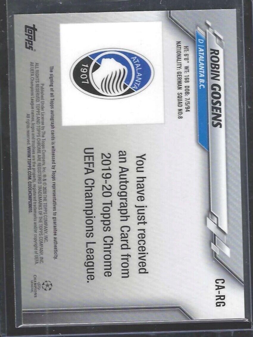 ROBIN GOSENS 2019-20 TOPPS CHROME UEFA SILVER REFRACTOR AUTO #CA-RG