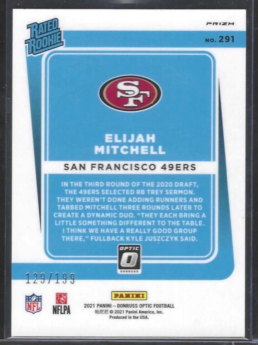 ELIJAH MITCHELL 2021 PANINI DONRUSS OPTIC ORANGE PRIZM RATED ROOKIE RC #D /199