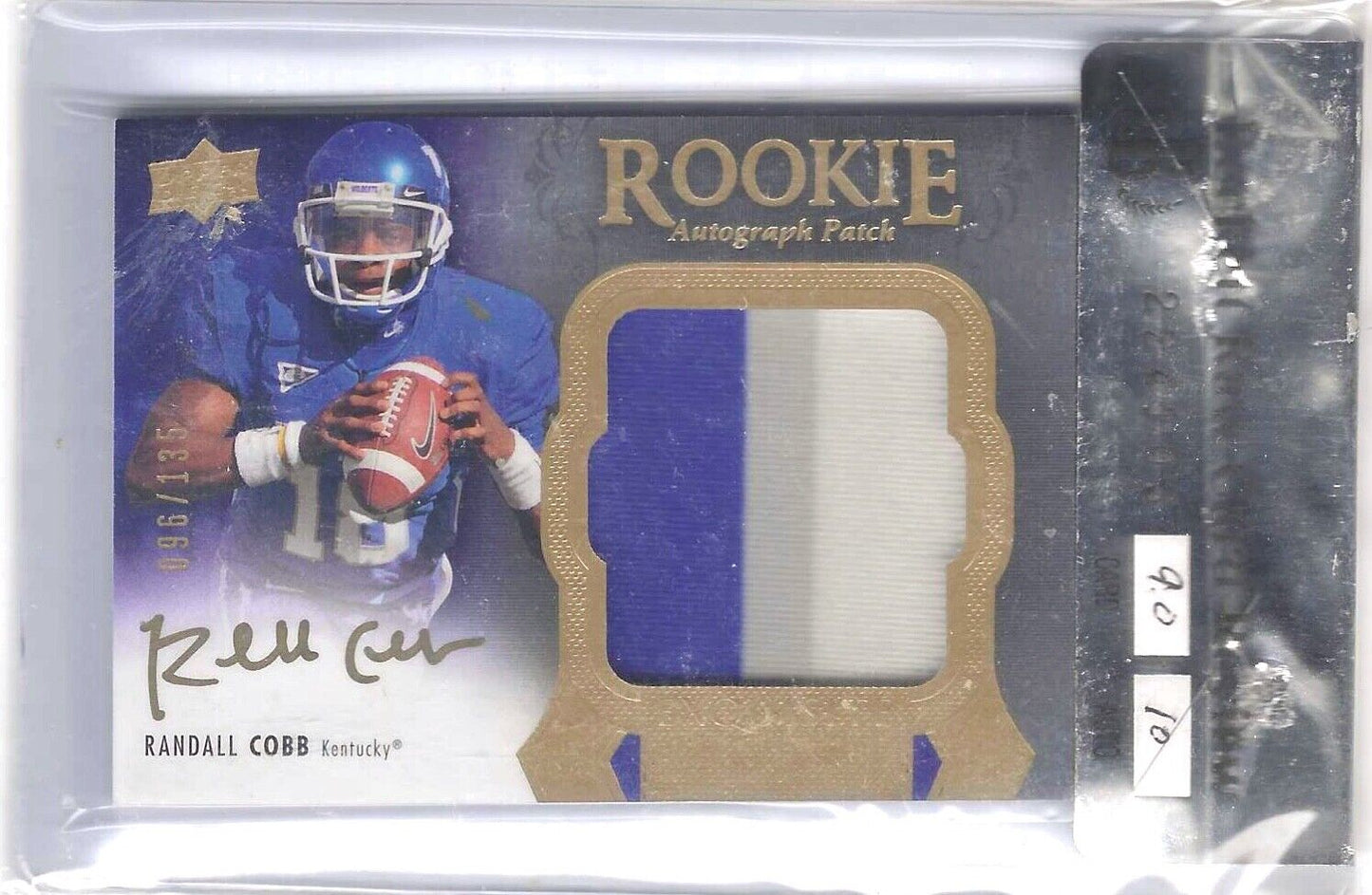 RANDALL COBB 2011 UPPER DECK EXQUISITE RPA PATCH AUTO RC /135 BGS RAW 9 w 10 AU
