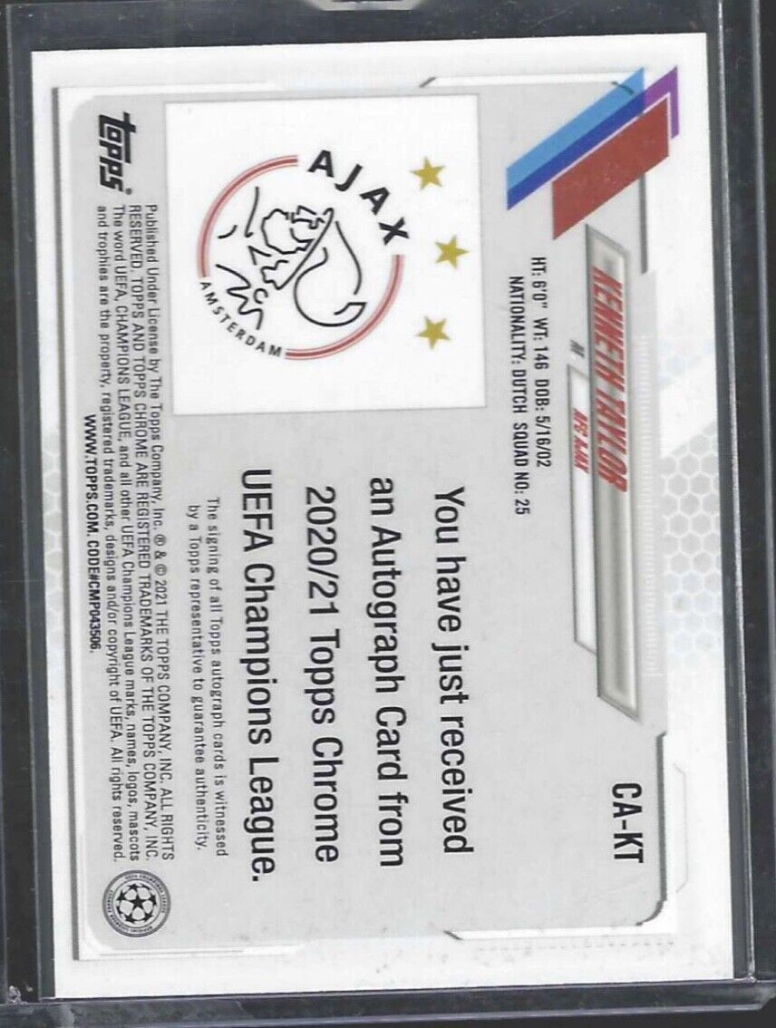 KENNETH TAYLOR 2020-21 TOPPS CHROME UEFA SILVER REFRACTOR ROOKIE AUTO RC #CA-KT