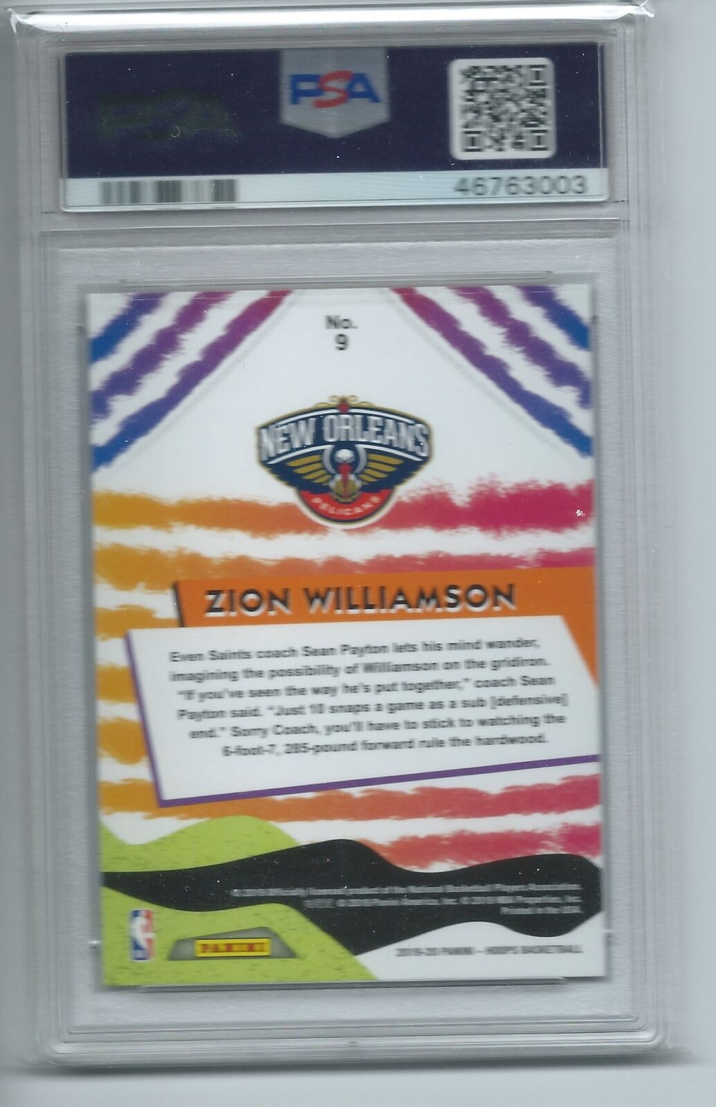 ZION WILLIAMSON 2019-20 PANINI HOOPS WE GOT NEXT RC #9 PSA 10 GEM MINT