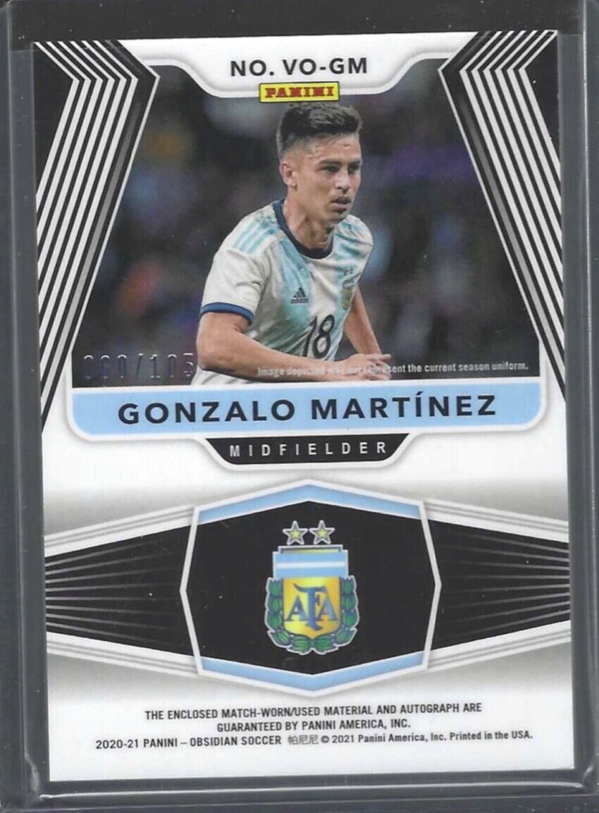 GONZALO MARTINEZ 2020-21 PANINI OBSIDIAN VOLCANIC SILVER PATCH AUTO #D 060/105