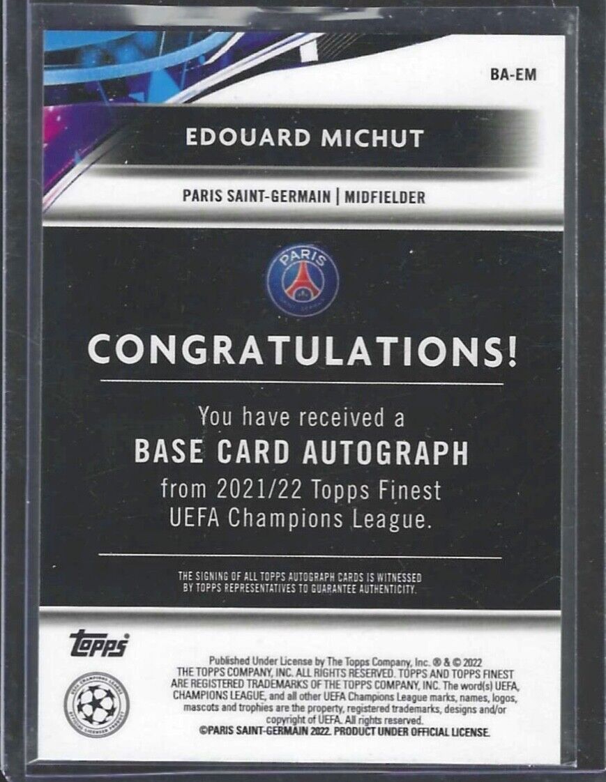 EDOUARD MICHUT 2021-22 TOPPS FINEST SILVER REFRACTOR ROOKIE AUTO RC #BA-EM