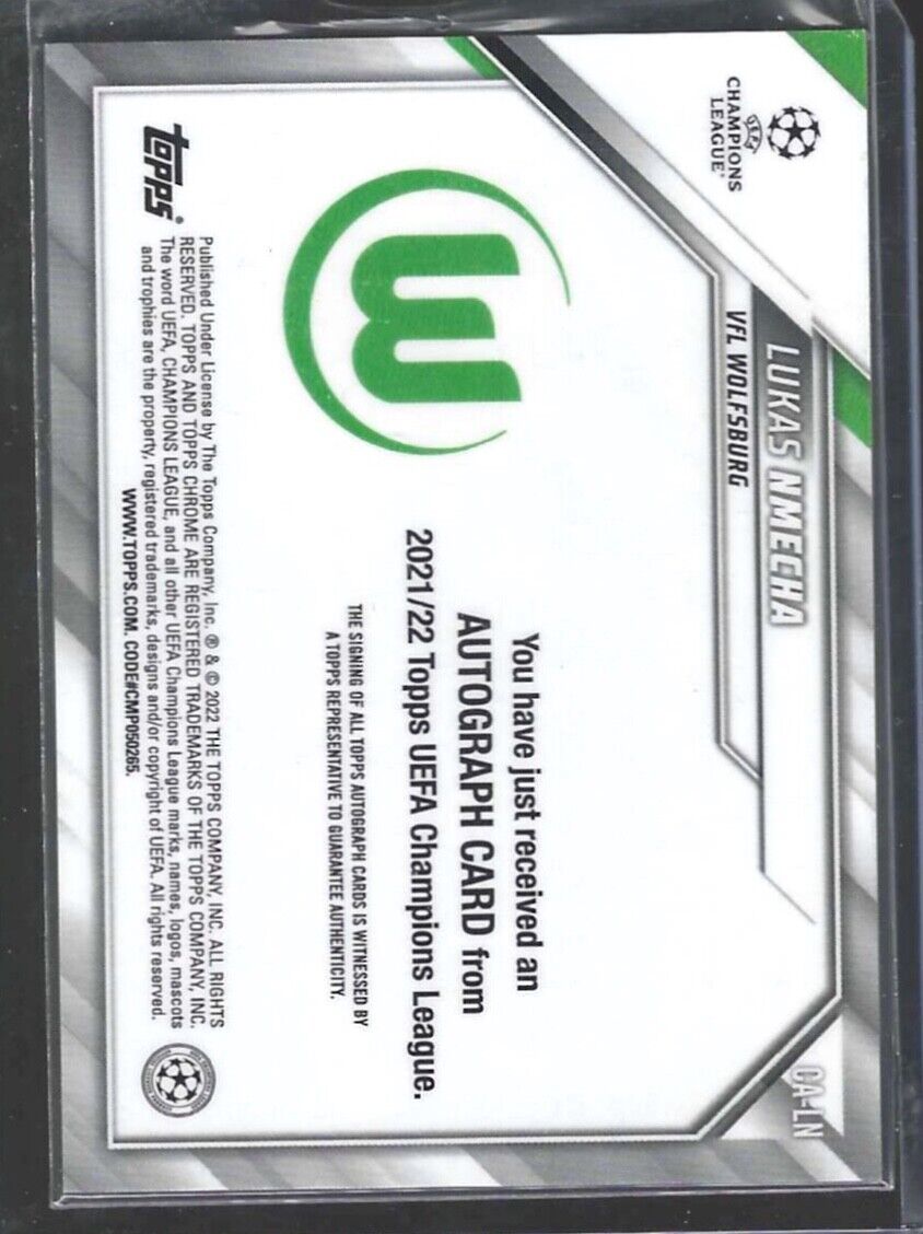 LUKAS NMECHA 2021-22 TOPPS CHROME UEFA SILVER REFRACTOR AUTO RC #CA-LN