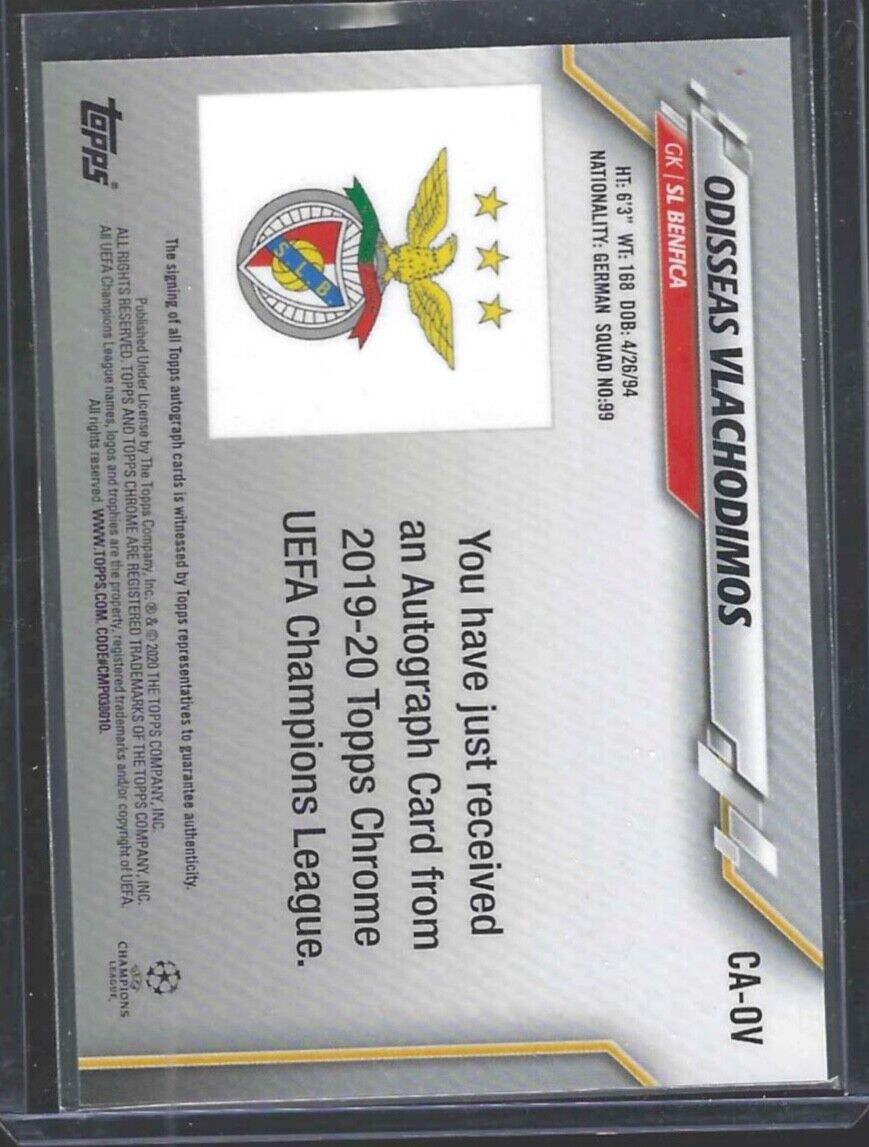 ODISSEAS VLACHODIMOS 2019-20 TOPPS CHROME UEFA SILVER REFRACTOR AUTO #CA-OV