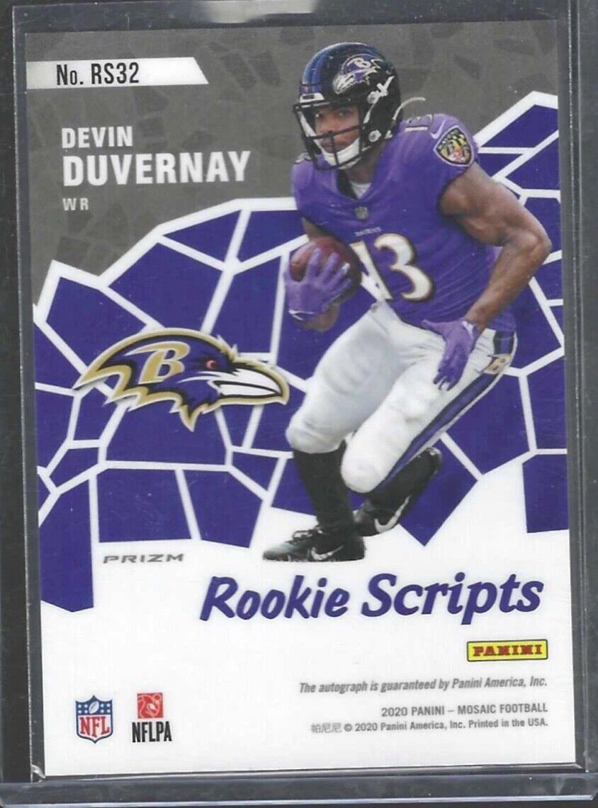 DEVIN DUVERNAY 2020 PANINI MOSAIC SILVER PRIZM SCRIPTS ROOKIE AUTO RC #RS32