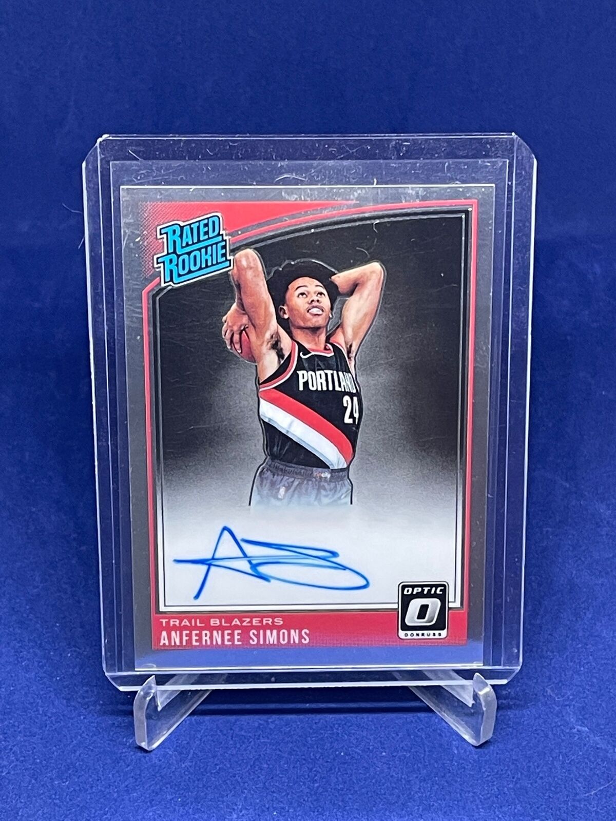 ANFERNEE SIMONS 2018-19 PANINI DONRUSS OPTIC RATED ROOKIE ON CARD AUTO RC #186