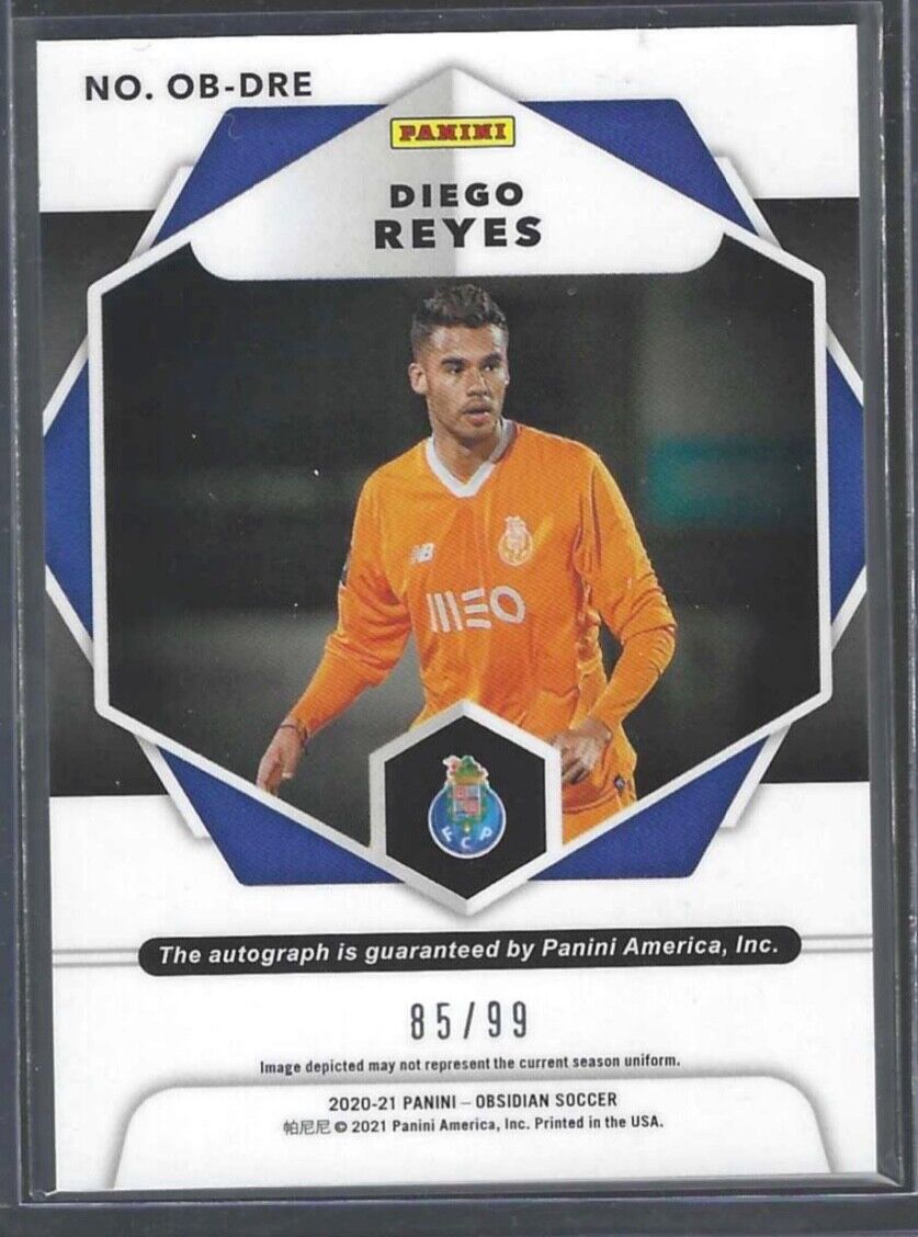 DIEGO REYES 2020-21 PANINI OBSIDIAN SILVER ETCH AUTO #D 85/99