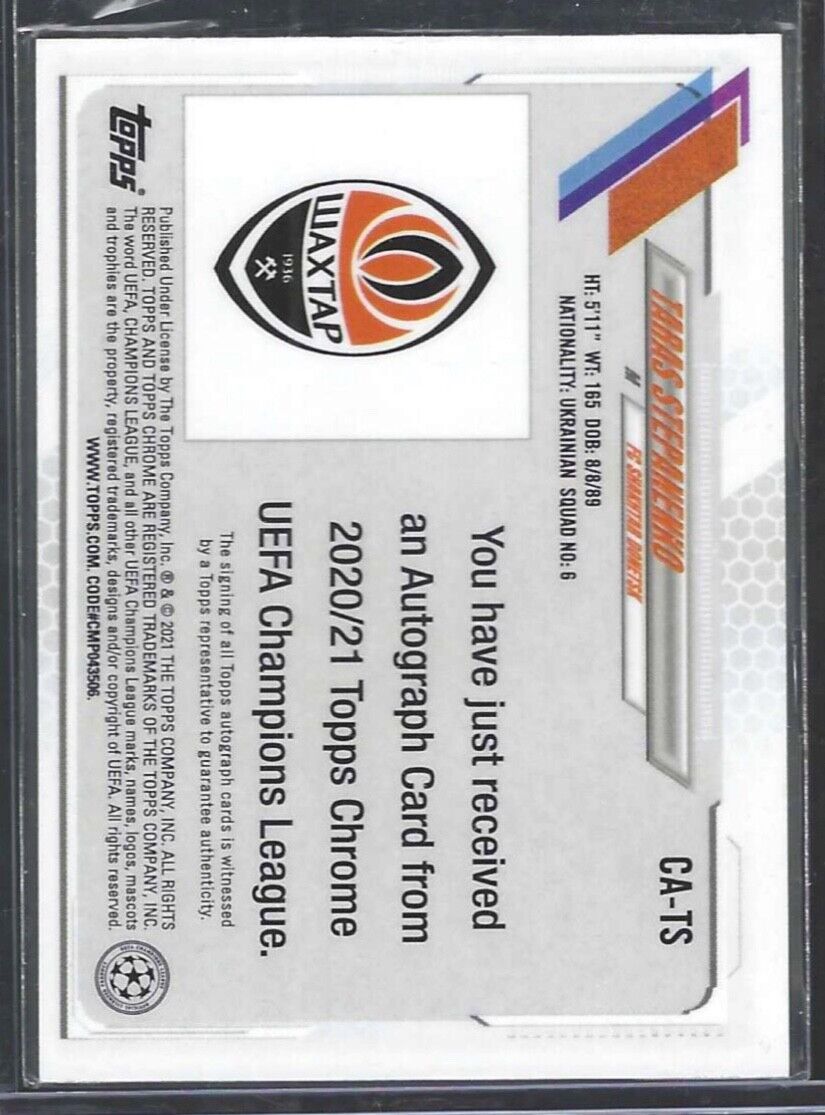 TARAS STEPANENKO 2020-21 TOPPS CHROME UEFA SILVER REFRACTOR AUTO #CA-TS