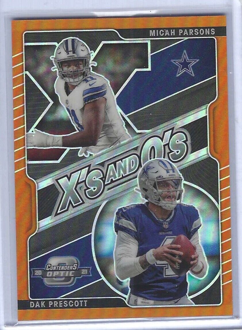 DAK PRESCOTT MICAH PARSONS 2021 PANINI OPTIC CONTENDERS ORANGE X'S O'S RC #D /50