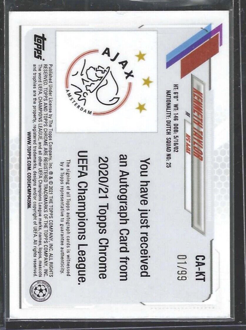 KENNETH TAYLOR 2020-21 TOPPS CHROME UEFA GREEN REFRACTOR AUTO RC #D 01/99