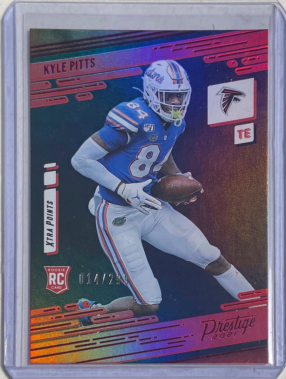 KYLE PITTS 2021 PANINI PRESTIGE XTRA POINTS RED ROOKIE RC #D 014/299