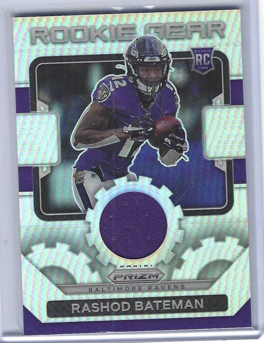 RASHOD BATEMAN 2021 PANINI PRIZM SILVER PRIZM ROOKIE GEAR JERSEY PATCH RC #RG-10