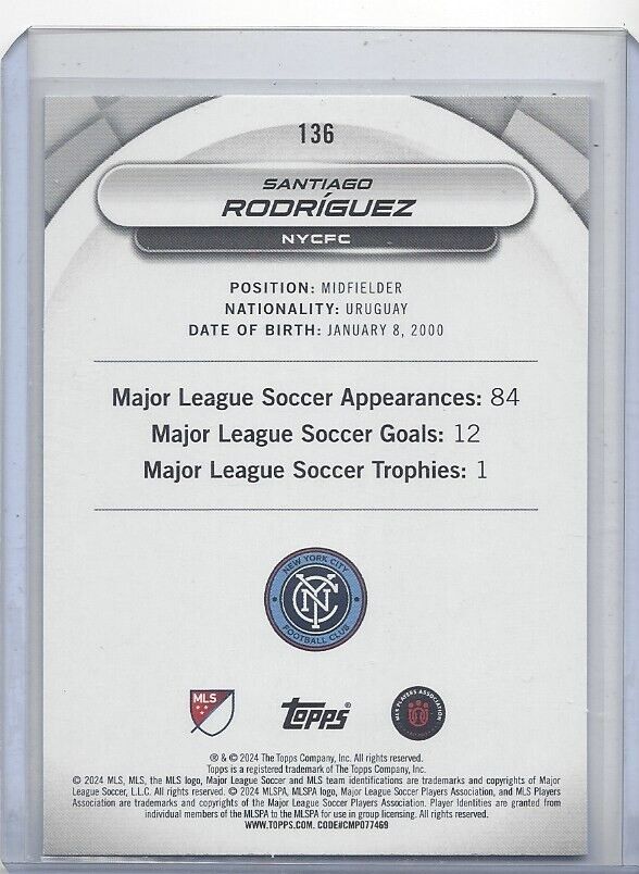 SANTIAGO RODRIGUEZ 2024 TOPPS MLS SUPERSTARS BLUE RARE RC #136