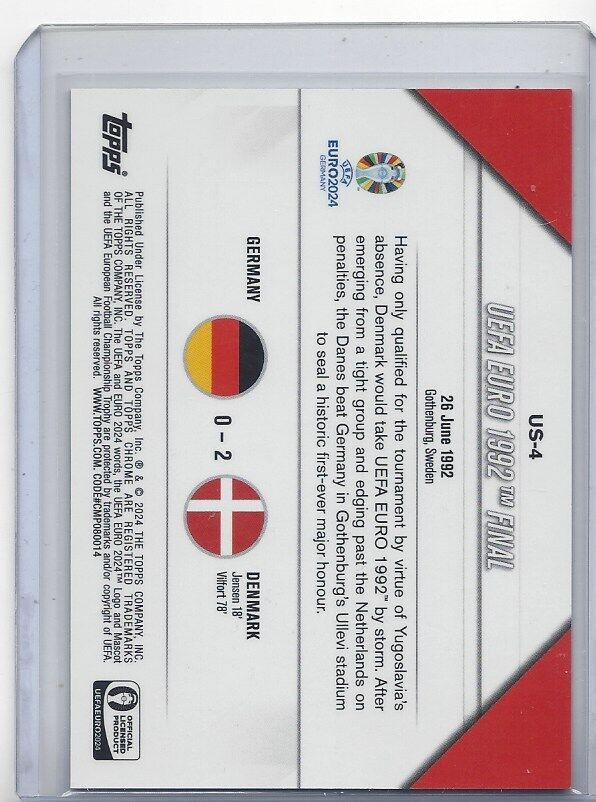 DENMARK ULTIMATE SHOWDOWN 2023-24 TOPPS CHROME EURO CHAMPIONS GOLD REFRACTOR /50
