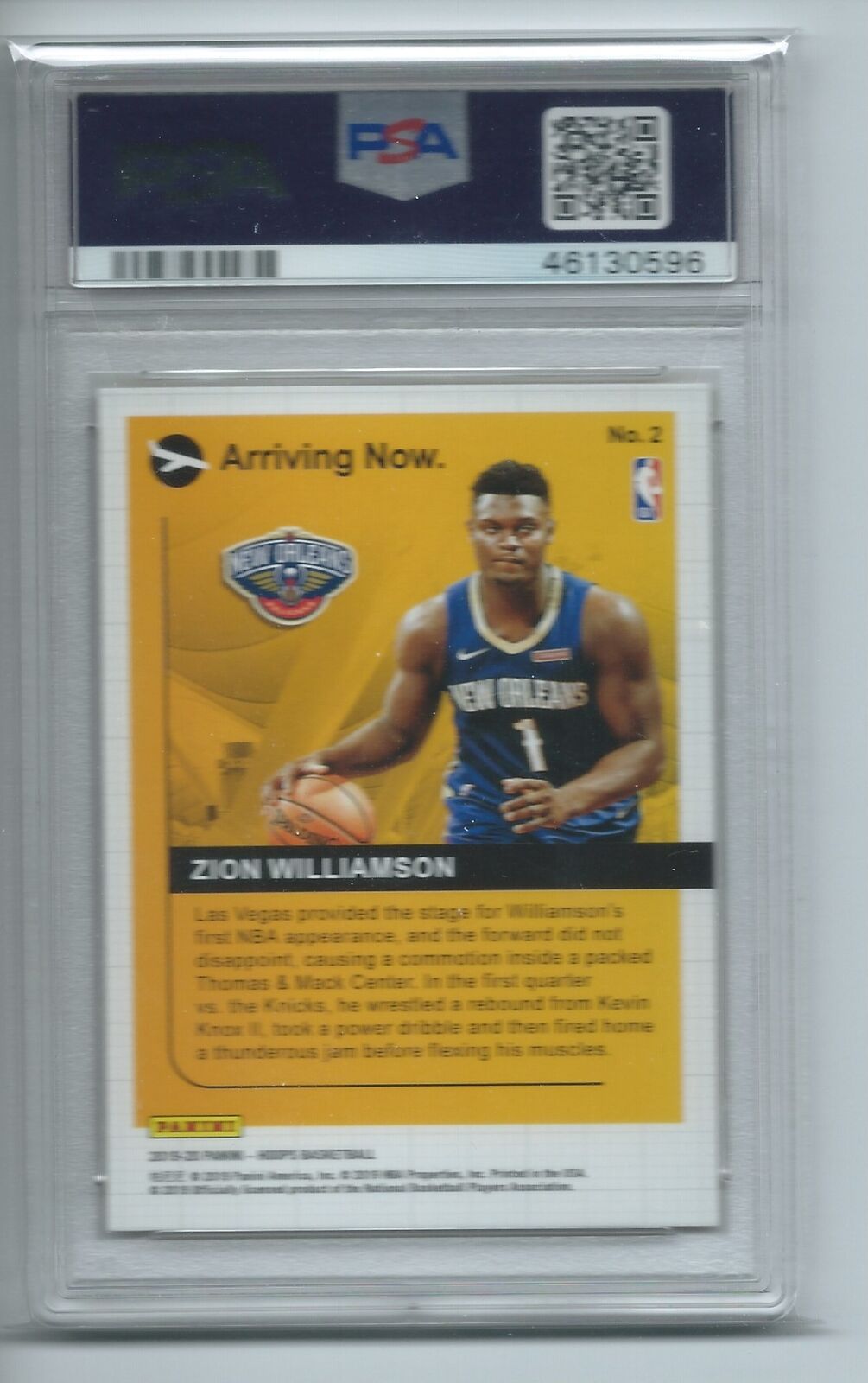 ZION WILLIAMSON 2019-20 PANINI HOOPS ARRIVING NOW WINTER RC #2 PSA 10 GEM MINT