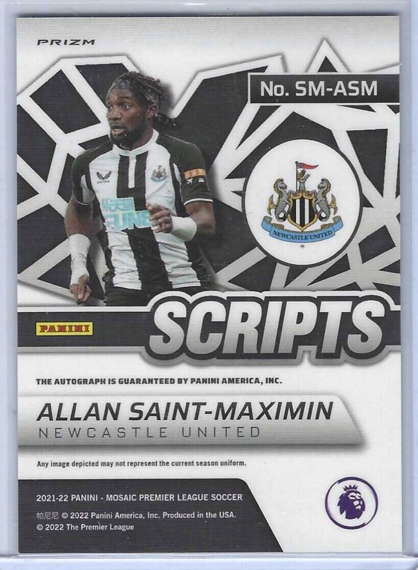 ALLAN SAINT-MAXIMIN 2021-22 PANINI MOSAIC EPL SILVER MOSAIC SCRIPTS AUTO #SM-ASM
