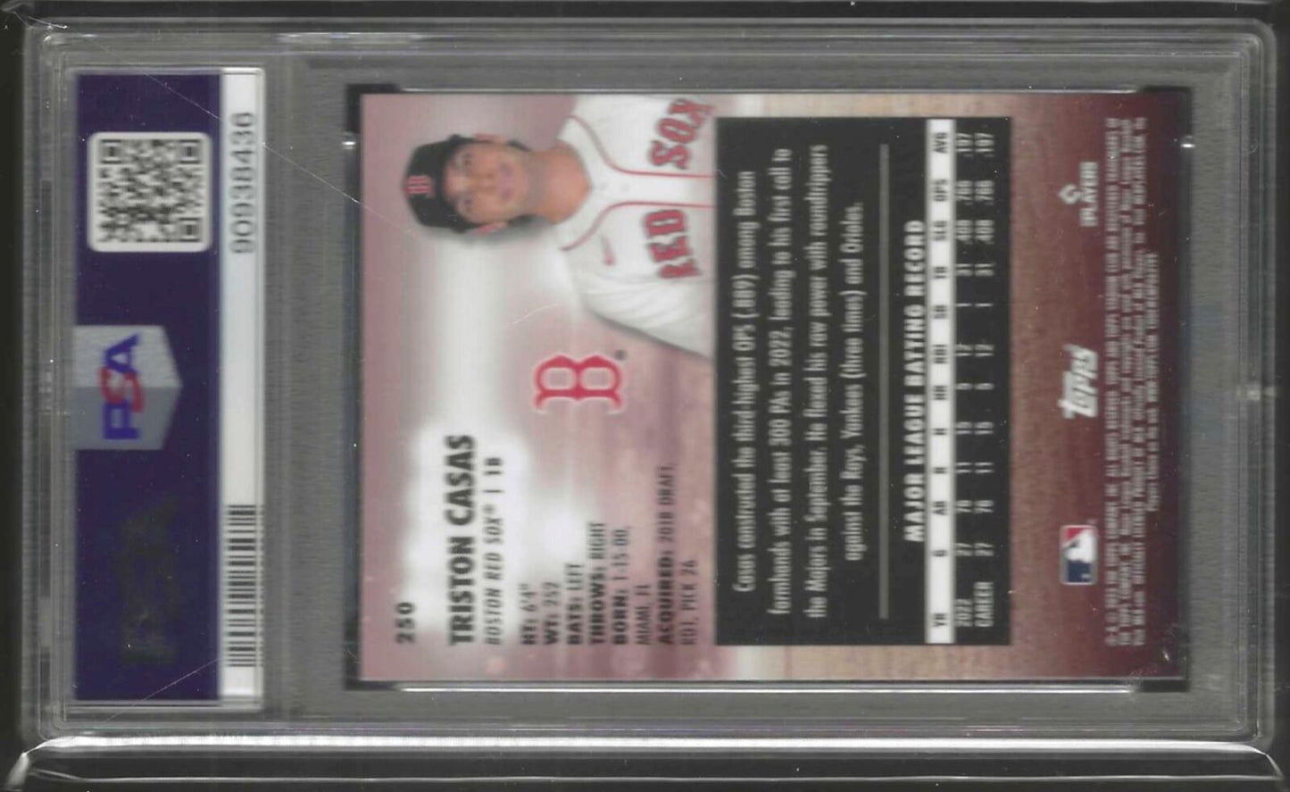 TRISTON CASAS 2023 TOPPS STADIUM CLUB CHROME ROOKIE RC #250 PSA 10 GEM POP 4
