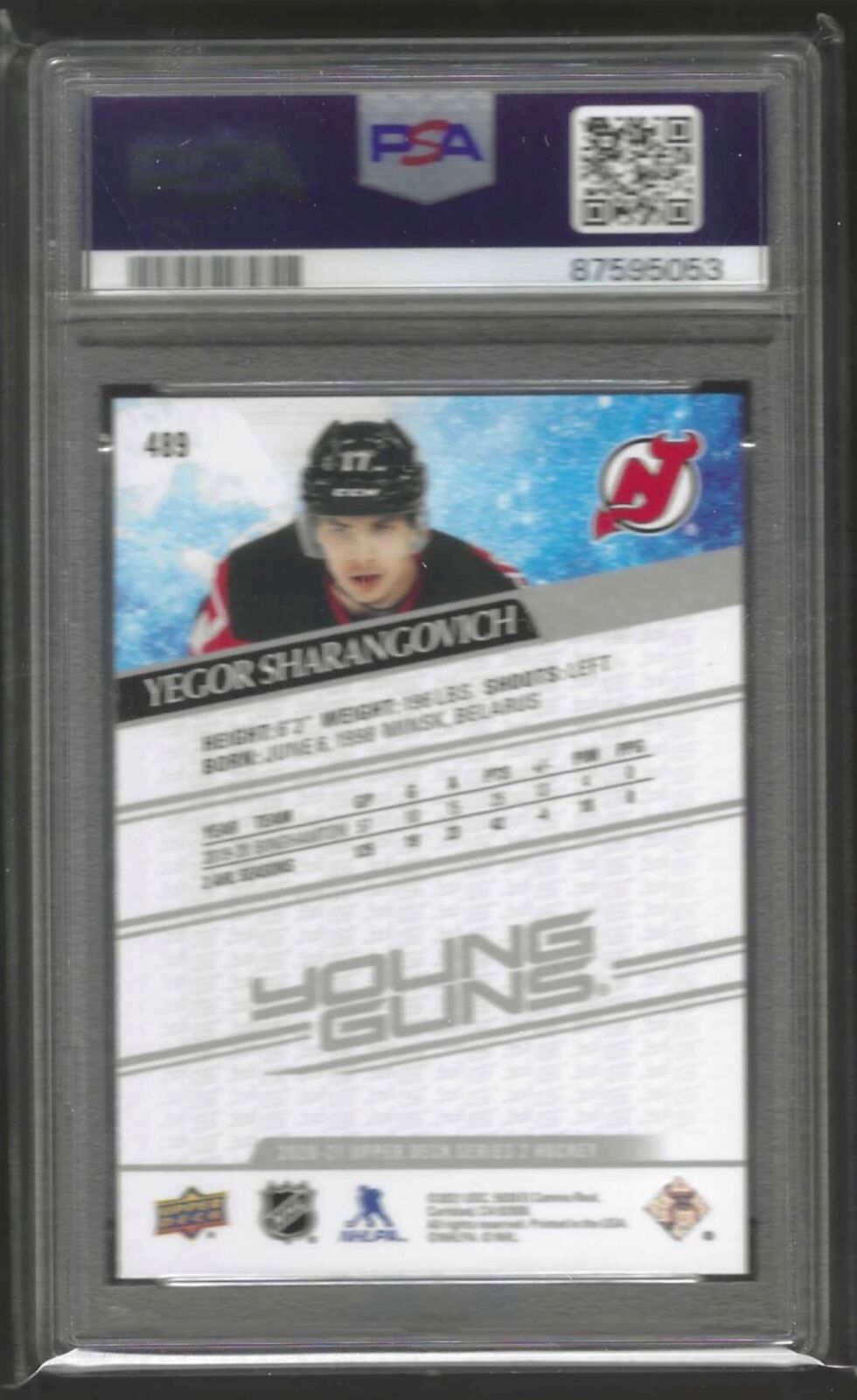 YEGOR SHARANGOVICH 2020 UPPER DECK YOUNG GUNS ROOKIE RC #489 PSA 10 GEM MINT